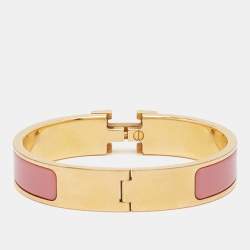 Hermes Clic H Enamel Gold Gold Plated Bracelet