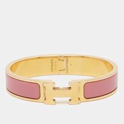 Hermes Clic H Enamel Gold Gold Plated Bracelet