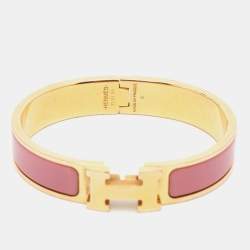 Hermes Clic H Enamel Gold Gold Plated Bracelet