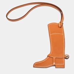 Hermes Natural Sable/Jaune de Naples Veau Butler and Swift Leather Paddock Boot Bag Charm