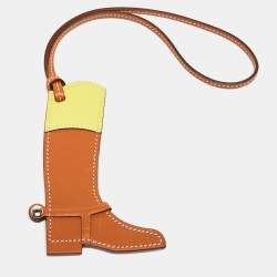 Hermes Natural Sable/Jaune de Naples Veau Butler and Swift Leather Paddock Boot Bag Charm