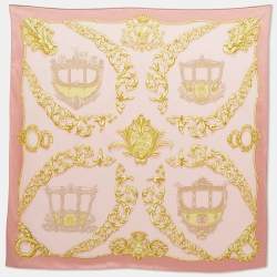 Hermes Pink Carosses d'Or Silk Scarf