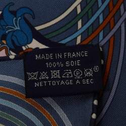 Hermès Bleu Jean Carres Volants Silk Scarf 45