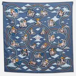 Hermès Bleu Jean Carres Volants Silk Scarf 45