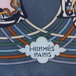Hermès Bleu Jean Carres Volants Silk Scarf 45