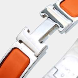 Pre Owned Hermes Clic H Enamel Palladium Plated Bracelet