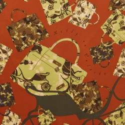 Pre Owned Hermès Burnt Orange/Brown Kelly en Caleche Silk Scarf