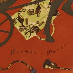 Pre Owned Hermès Burnt Orange/Brown Kelly en Caleche Silk Scarf
