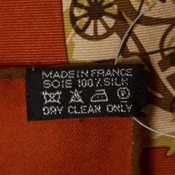 Pre Owned Hermès Burnt Orange/Brown Kelly en Caleche Silk Scarf