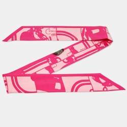 Hermès Pink Brides De Gala Print Silk Twilly