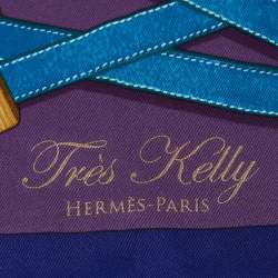 Hermès Purple Tres Kelly Print Silk Square Scarf