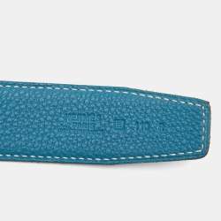 Pre Owned Hermes Black/Bleu Jean Box/Togo Leather Cadena H Reversible Belt 110CM