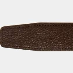 Hermes Black/Chocolat Box and Togo Leather Buckle Reversible Belt 85CM