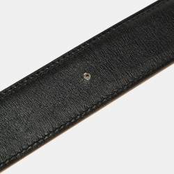 Hermes Black/Chocolat Box and Togo Leather Buckle Reversible Belt 85CM