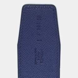 Hermes Blue Saphir/Izmir Epsom and Tadelakt Leather Reversible Belt Strap Size 100CM