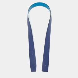 Hermes Blue Saphir/Izmir Epsom and Tadelakt Leather Reversible Belt Strap Size 100CM