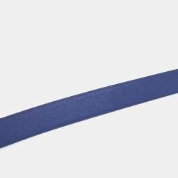 Hermes Blue Saphir/Izmir Epsom and Tadelakt Leather Reversible Belt Strap Size 100CM