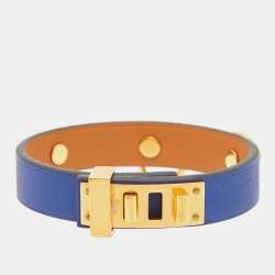 Hermès Mini Dog Anneaux Leather Gold Plated Bracelet