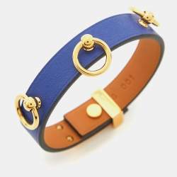 Hermès Mini Dog Anneaux Leather Gold Plated Bracelet