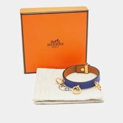 Hermès Mini Dog Anneaux Leather Gold Plated Bracelet