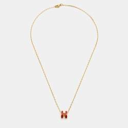 Hermès Mini Pop H Enamel Gold Plated Necklace