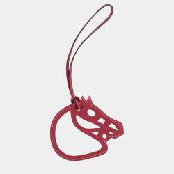 Pre Owned Hermes Paddock Cheval Charm in Rouge Grenat Swift Calfskin Leather