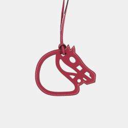 Pre Owned Hermes Paddock Cheval Charm in Rouge Grenat Swift Calfskin Leather