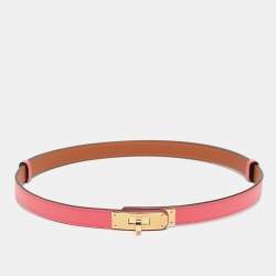 Hermès Rose Azalee Epsom Leather Gold Tone Finish Kelly 18 Adjustable Belt 