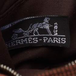 Hermes Brown Canvas Herline Pouch