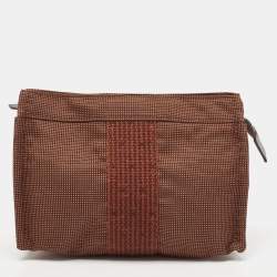 Hermes Brown Canvas Herline Pouch
