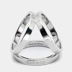 Pre Owned Hermes Trio Palladium Plated Scarf Ring