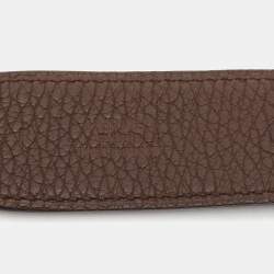 Hermes Noir/Chocolat Chamonix and Togo Leather H Striee Buckle Reversible Belt 85 CM