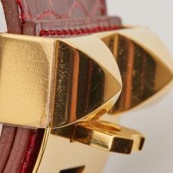 Pre Owned Hermès Collier de Chien Alligator Leather Gold Plated Bracelet