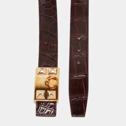 Hermes Bourgogne Crocodile Porosus Collier De Chien Belt 100 CM