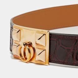 Hermes Bourgogne Crocodile Porosus Collier De Chien Belt 100 CM