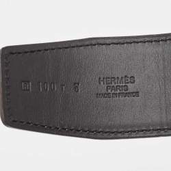 Pre Owned Hermes Noir//Blue Electric Swift and Epsom Leather Reversible Belt Strap 100 CM