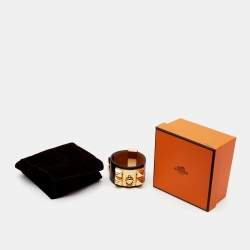 Hermes Collier De Chien Alligator Leather Gold Plated Bracelet