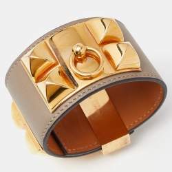 Hermes Collier de Chien Leather Gold Plated Bracelet