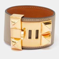 Hermes Collier de Chien Leather Gold Plated Bracelet