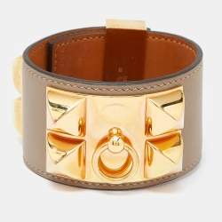 Hermes Collier de Chien Leather Gold Plated Bracelet