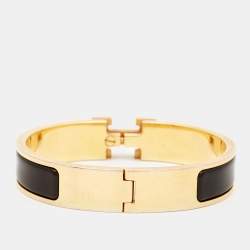 Hermes Clic H Enamel Gold Plated Bracelet