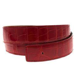 Pre Owned Hermes Red Porosus Crocodile Belt Strap 90 CM