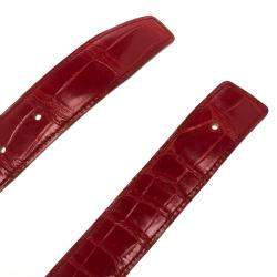 Pre Owned Hermes Red Porosus Crocodile Belt Strap 90 CM