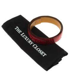 Pre Owned Hermes Red Porosus Crocodile Belt Strap 90 CM