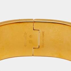 Pre Owned Hermès Clic Clac H Enamel Gold Plated Wide Bracelet