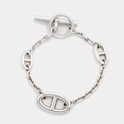 Hermès Farandole Sterling Silver Chain Link Toggle Bracelet