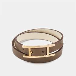 Hermès Behapi Leather Gold Tone Bracelet