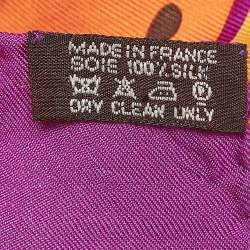 Pre Owned Hermès Orange Kongo Graffiti Print Silk Scarf