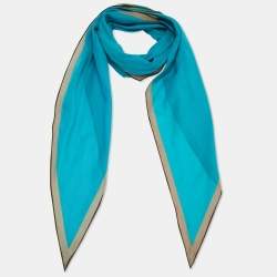 Pre Owned Hermès Blue Cotton Foulard Losange Scarf