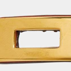 Hermes Kelly Red Swift Leather Gold Plated Double Tour Bracelet